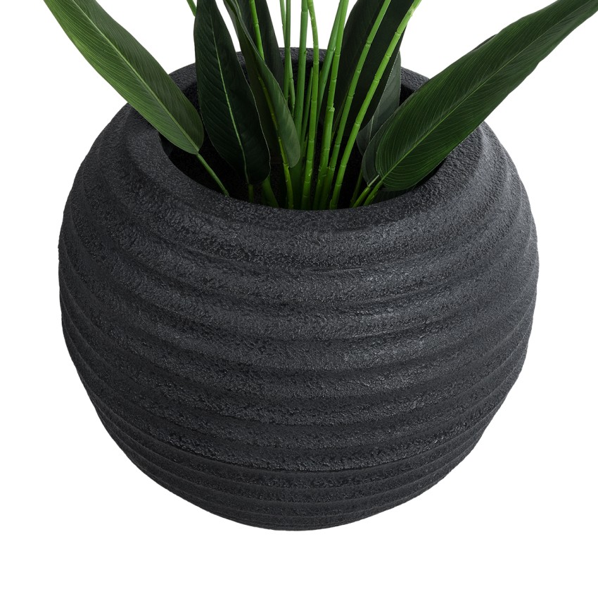 Τεχνητός Κήπος ILAEIRA  Επιδαπέδιο Πολυεστερικό Τσιμεντένιο Κασπώ Γλάστρα -  Μαύρο Φ71 x Υ64cm