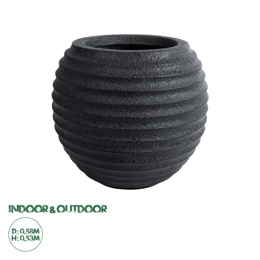 Τεχνητός Κήπος ILAEIRA  Επιδαπέδιο Πολυεστερικό Τσιμεντένιο Κασπώ Γλάστρα -  Μαύρο Φ58 x Υ53cm