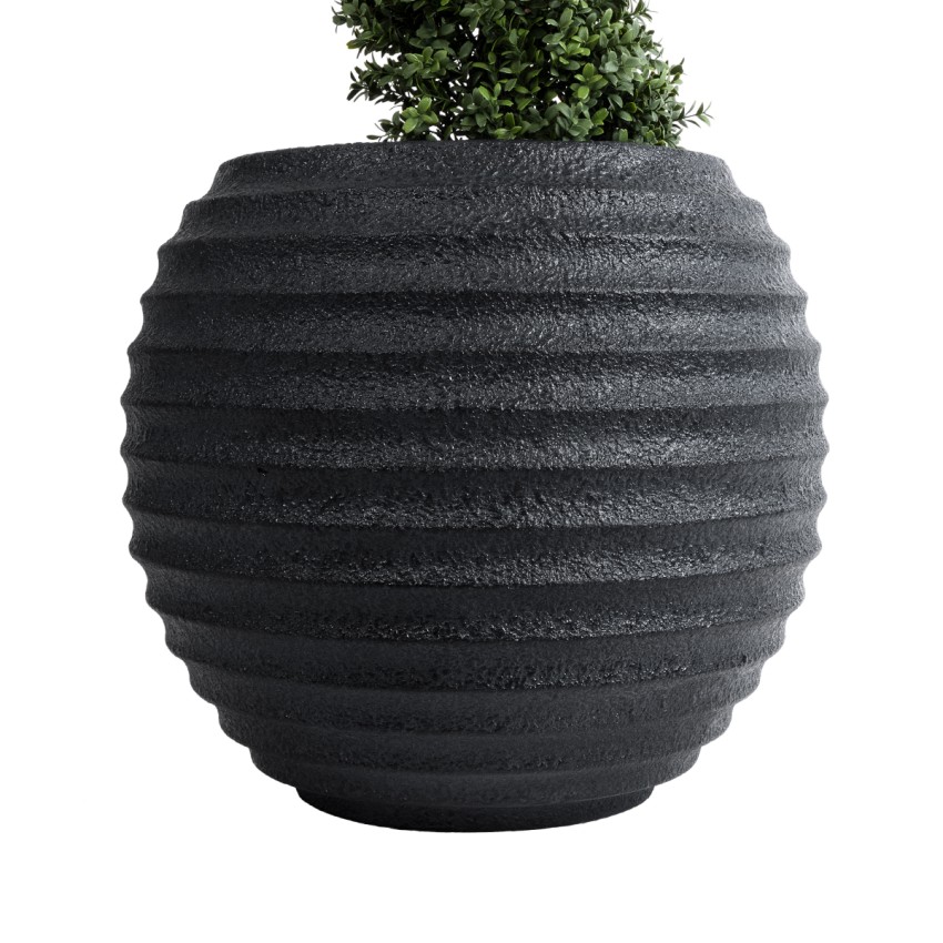 Τεχνητός Κήπος ILAEIRA  Επιδαπέδιο Πολυεστερικό Τσιμεντένιο Κασπώ Γλάστρα -  Μαύρο Φ58 x Υ53cm