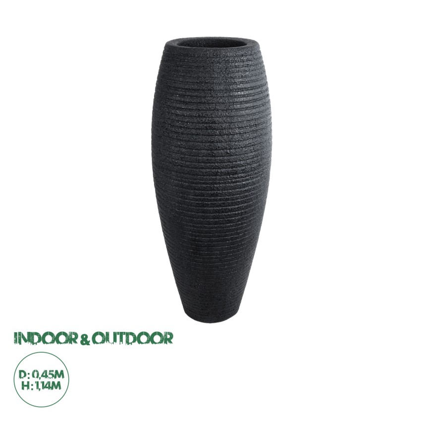 Τεχνητός Κήπος NASHVILLE  Επιδαπέδιο Πολυεστερικό Τσιμεντένιο Κασπώ Γλάστρα -  Μαύρο Φ45 x Υ114cm