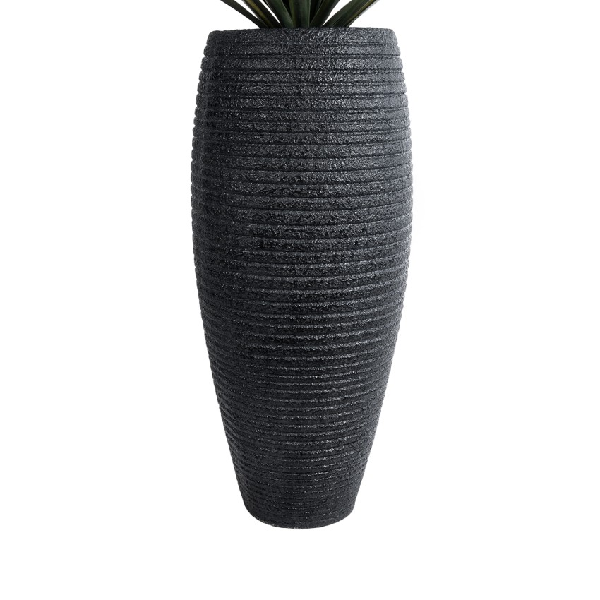 Τεχνητός Κήπος NASHVILLE  Επιδαπέδιο Πολυεστερικό Τσιμεντένιο Κασπώ Γλάστρα -  Μαύρο Φ35 x Υ85cm