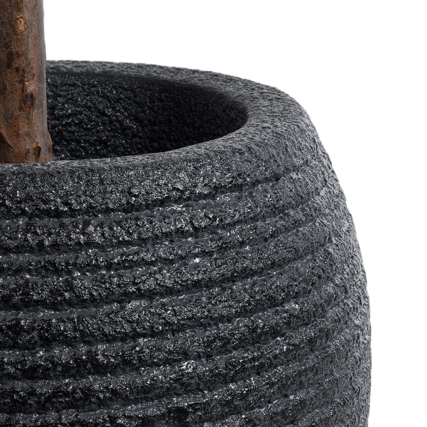 Τεχνητός Κήπος NASHVILLE  Επιδαπέδιο Πολυεστερικό Τσιμεντένιο Κασπώ Γλάστρα -  Μαύρο Φ40 x Υ50cm