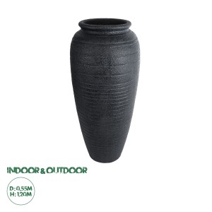 Τεχνητός Κήπος OLYMPIA  Επιδαπέδιο Πολυεστερικό Τσιμεντένιο Κασπώ Γλάστρα -  Μαύρο Φ55 x Υ120cm