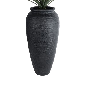 Τεχνητός Κήπος OLYMPIA  Επιδαπέδιο Πολυεστερικό Τσιμεντένιο Κασπώ Γλάστρα -  Μαύρο Φ55 x Υ120cm