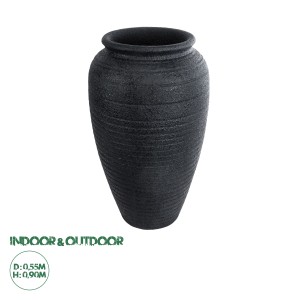 Τεχνητός Κήπος OLYMPIA  Επιδαπέδιο Πολυεστερικό Τσιμεντένιο Κασπώ Γλάστρα -  Μαύρο Φ55 x Υ90cm