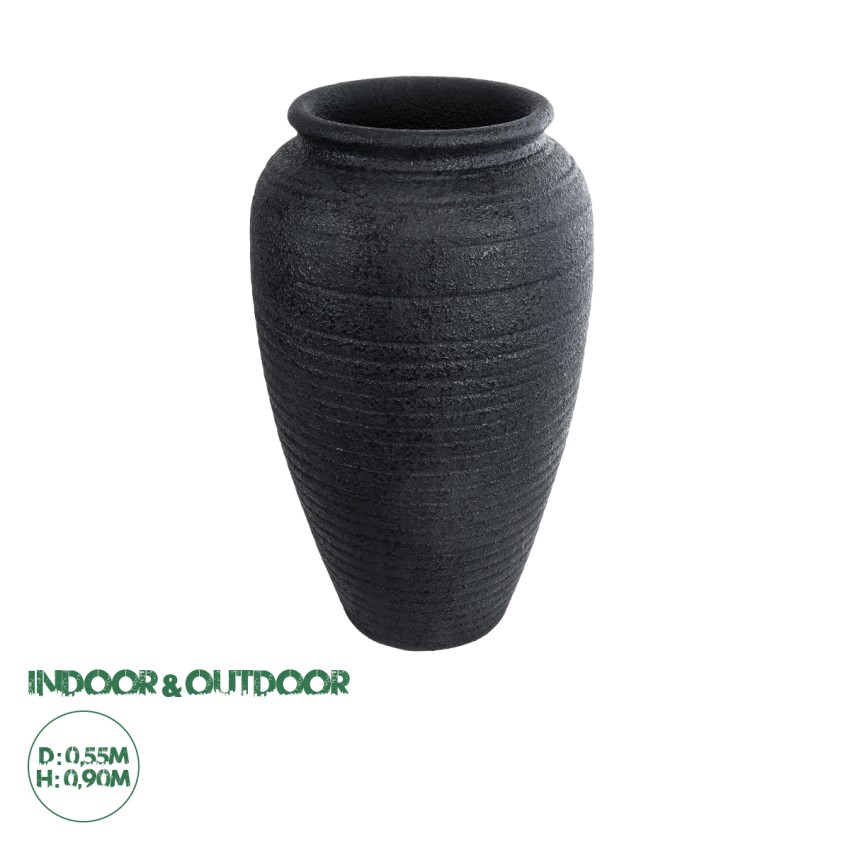 Τεχνητός Κήπος OLYMPIA  Επιδαπέδιο Πολυεστερικό Τσιμεντένιο Κασπώ Γλάστρα -  Μαύρο Φ55 x Υ90cm