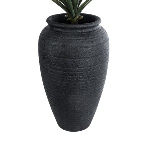 Τεχνητός Κήπος OLYMPIA  Επιδαπέδιο Πολυεστερικό Τσιμεντένιο Κασπώ Γλάστρα -  Μαύρο Φ55 x Υ90cm