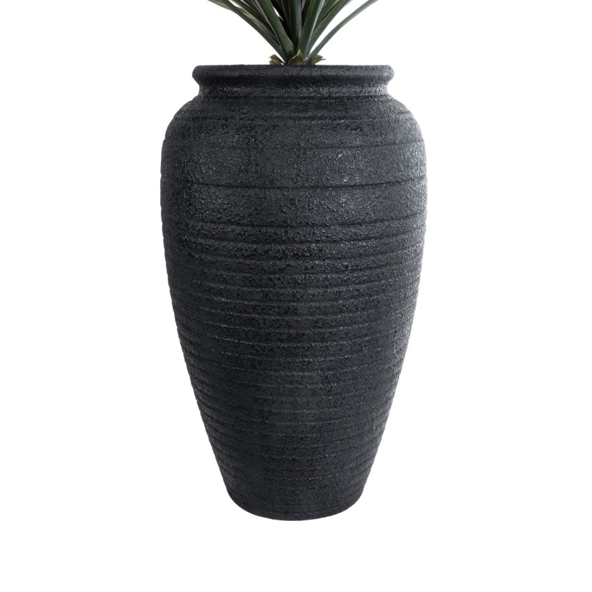 Τεχνητός Κήπος OLYMPIA  Επιδαπέδιο Πολυεστερικό Τσιμεντένιο Κασπώ Γλάστρα -  Μαύρο Φ55 x Υ90cm