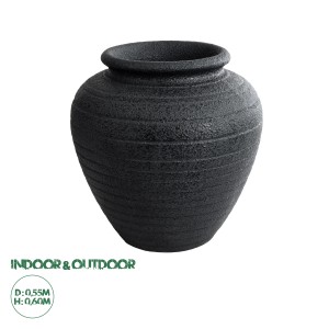 Τεχνητός Κήπος OLYMPIA  Επιδαπέδιο Πολυεστερικό Τσιμεντένιο Κασπώ Γλάστρα -  Μαύρο Φ55 x Υ60cm