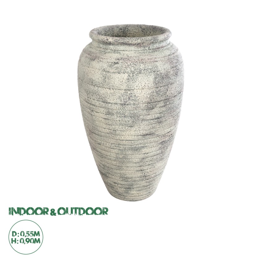 Τεχνητός Κήπος IRISH  Επιδαπέδιο Πολυεστερικό Τσιμεντένιο Κασπώ Γλάστρα -  Λευκό με Μπεζ Φ55 x Υ90cm