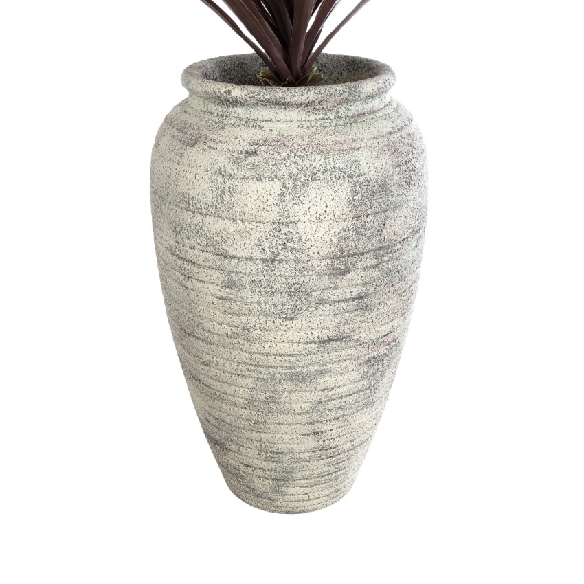 Τεχνητός Κήπος IRISH  Επιδαπέδιο Πολυεστερικό Τσιμεντένιο Κασπώ Γλάστρα -  Λευκό με Μπεζ Φ55 x Υ90cm