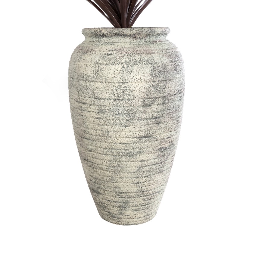 Τεχνητός Κήπος IRISH  Επιδαπέδιο Πολυεστερικό Τσιμεντένιο Κασπώ Γλάστρα -  Λευκό με Μπεζ Φ55 x Υ90cm