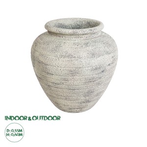 Τεχνητός Κήπος IRISH  Επιδαπέδιο Πολυεστερικό Τσιμεντένιο Κασπώ Γλάστρα -  Λευκό με Μπεζ Φ55 x Υ60cm