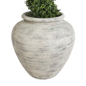 Τεχνητός Κήπος IRISH  Επιδαπέδιο Πολυεστερικό Τσιμεντένιο Κασπώ Γλάστρα -  Λευκό με Μπεζ Φ55 x Υ60cm