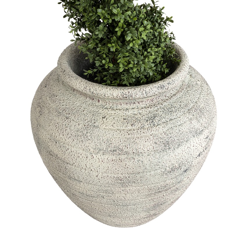 Τεχνητός Κήπος IRISH  Επιδαπέδιο Πολυεστερικό Τσιμεντένιο Κασπώ Γλάστρα -  Λευκό με Μπεζ Φ55 x Υ60cm