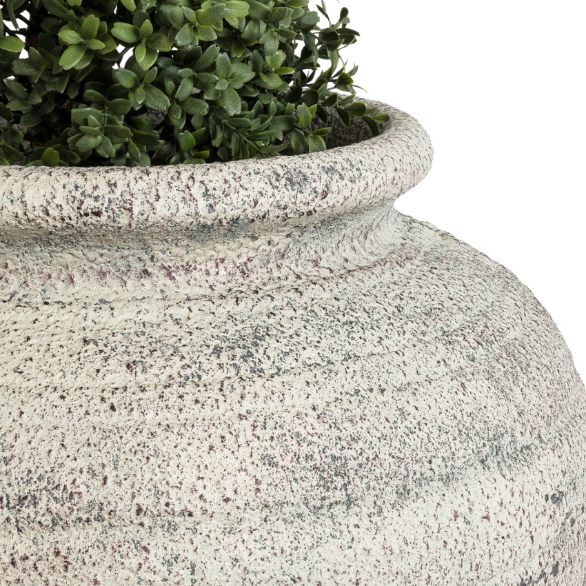 Τεχνητός Κήπος IRISH  Επιδαπέδιο Πολυεστερικό Τσιμεντένιο Κασπώ Γλάστρα -  Λευκό με Μπεζ Φ55 x Υ60cm