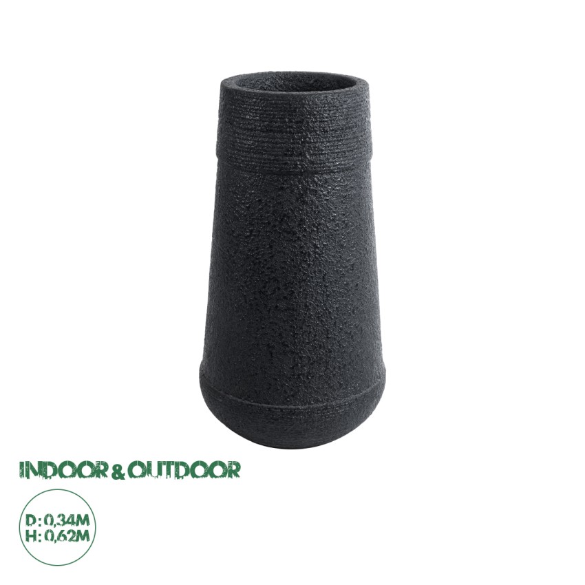 Τεχνητός Κήπος JAKLIN  Επιδαπέδιο Πολυεστερικό Τσιμεντένιο Κασπώ Γλάστρα -  Μαύρο Φ34 x Υ62cm