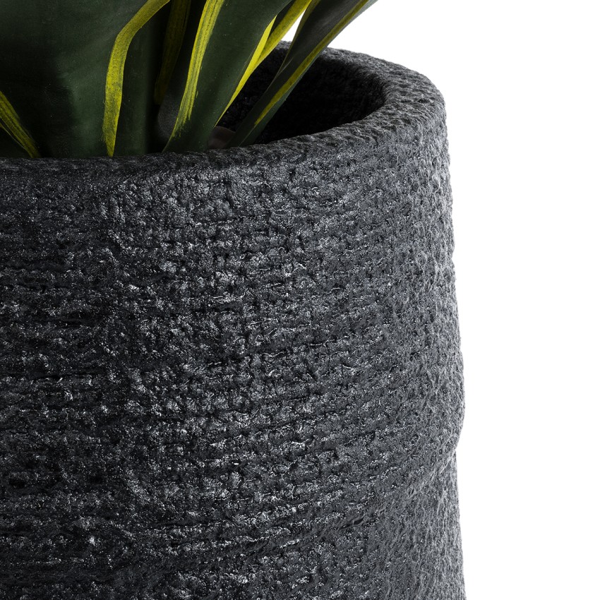 Τεχνητός Κήπος JAKLIN  Επιδαπέδιο Πολυεστερικό Τσιμεντένιο Κασπώ Γλάστρα -  Μαύρο Φ34 x Υ62cm