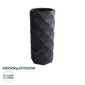 Τεχνητός Κήπος GENOVA  Επιδαπέδιο Πολυεστερικό Τσιμεντένιο Κασπώ Γλάστρα -  Μαύρο Φ40 x Υ90cm