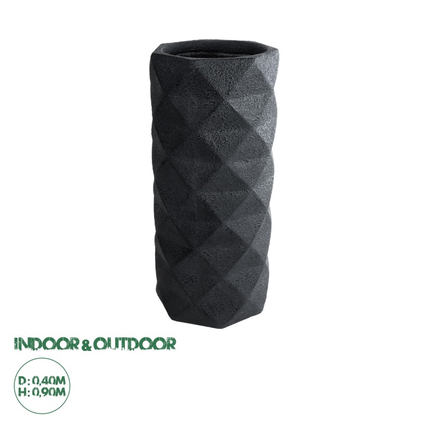 Τεχνητός Κήπος GENOVA  Επιδαπέδιο Πολυεστερικό Τσιμεντένιο Κασπώ Γλάστρα -  Μαύρο Φ40 x Υ90cm