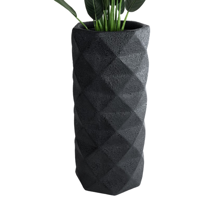 Τεχνητός Κήπος GENOVA  Επιδαπέδιο Πολυεστερικό Τσιμεντένιο Κασπώ Γλάστρα -  Μαύρο Φ40 x Υ90cm