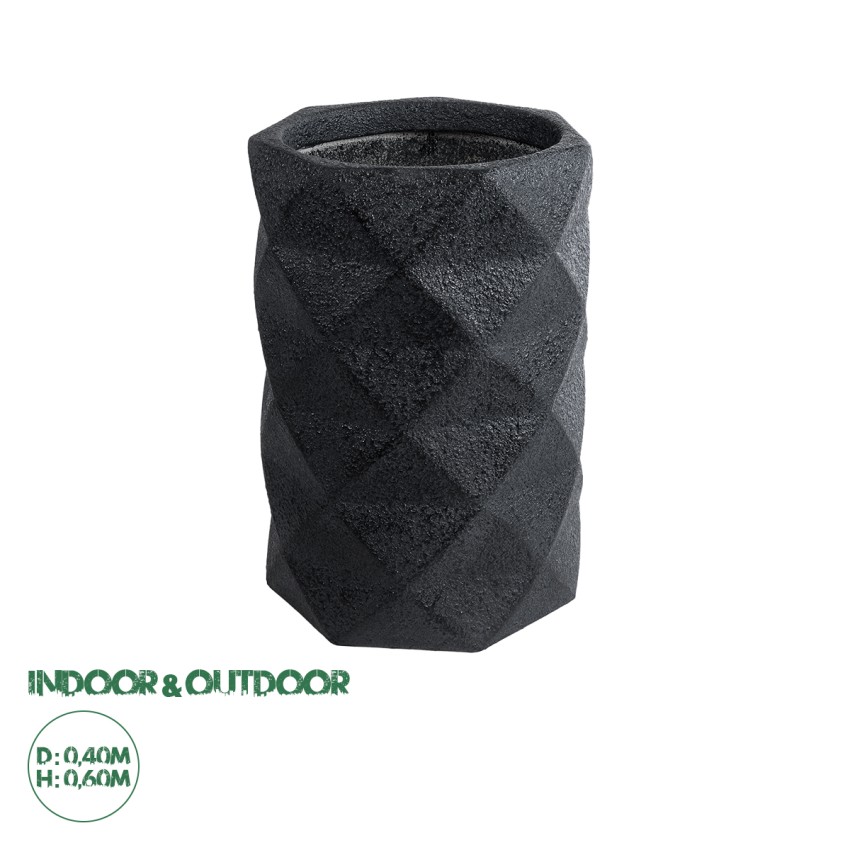 Τεχνητός Κήπος GENOVA  Επιδαπέδιο Πολυεστερικό Τσιμεντένιο Κασπώ Γλάστρα -  Μαύρο Φ40 x Υ90cm