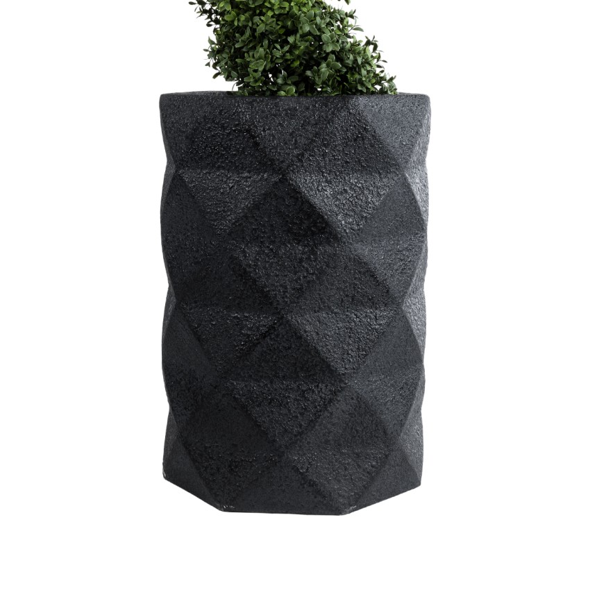 Τεχνητός Κήπος GENOVA  Επιδαπέδιο Πολυεστερικό Τσιμεντένιο Κασπώ Γλάστρα -  Μαύρο Φ40 x Υ90cm