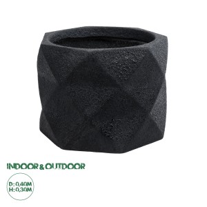 Τεχνητός Κήπος GENOVA  Επιδαπέδιο Πολυεστερικό Τσιμεντένιο Κασπώ Γλάστρα -  Μαύρο Φ40 x Υ30cm