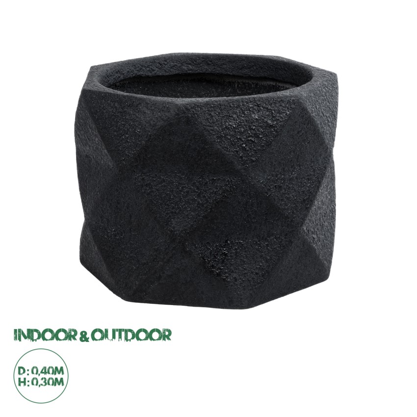 Τεχνητός Κήπος GENOVA  Επιδαπέδιο Πολυεστερικό Τσιμεντένιο Κασπώ Γλάστρα -  Μαύρο Φ40 x Υ30cm