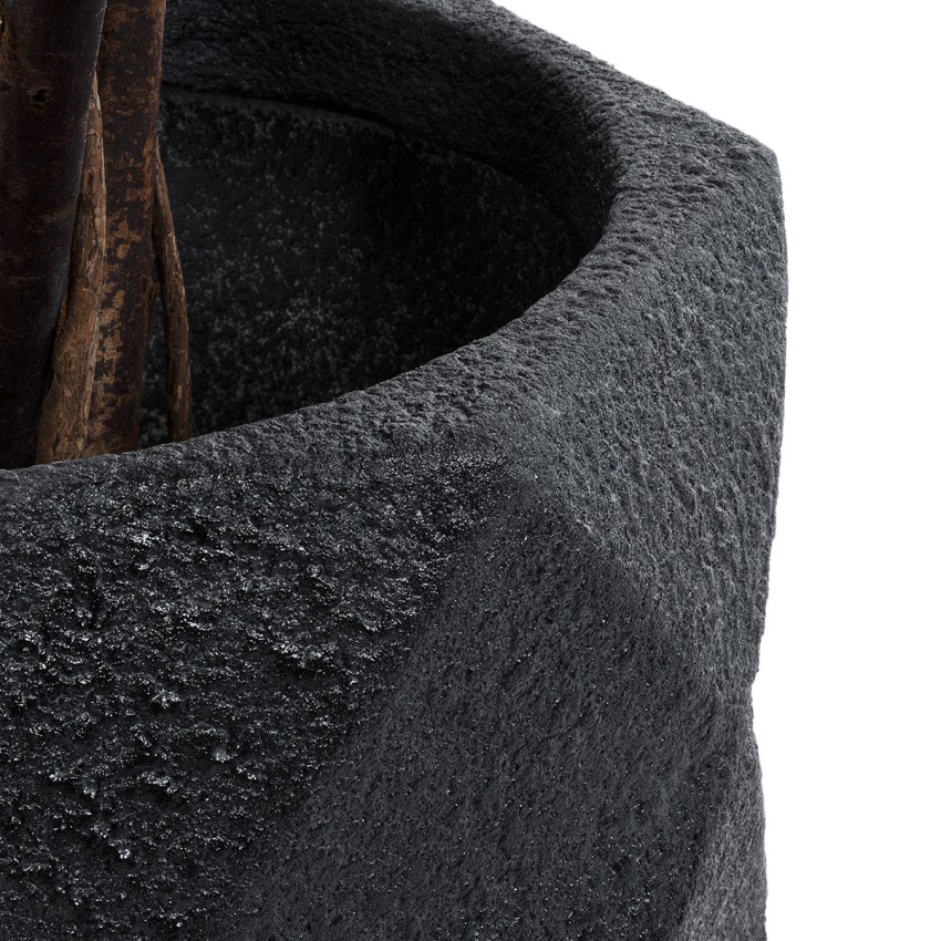 Τεχνητός Κήπος GENOVA  Επιδαπέδιο Πολυεστερικό Τσιμεντένιο Κασπώ Γλάστρα -  Μαύρο Φ40 x Υ30cm