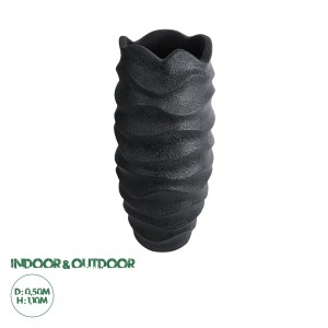 Τεχνητός Κήπος MONREALE  Επιδαπέδιο Πολυεστερικό Τσιμεντένιο Κασπώ Γλάστρα -  Μαύρο Φ50 x Υ110cm