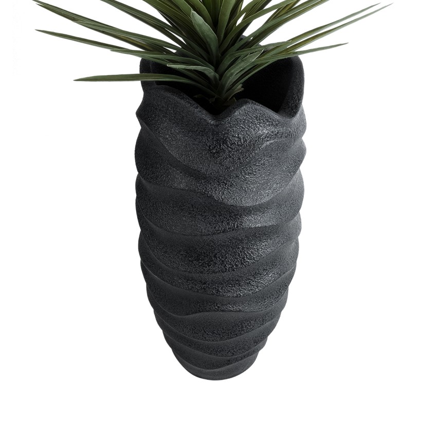 Τεχνητός Κήπος MONREALE  Επιδαπέδιο Πολυεστερικό Τσιμεντένιο Κασπώ Γλάστρα -  Μαύρο Φ50 x Υ110cm