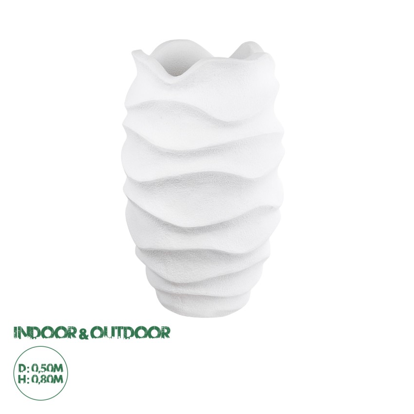 Τεχνητός Κήπος PORTOFINO  Επιδαπέδιο Πολυεστερικό Τσιμεντένιο Κασπώ Γλάστρα -  Λευκό Φ50 x Υ80cm