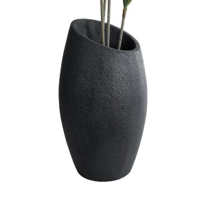 Τεχνητός Κήπος MESTRE  Επιδαπέδιο Πολυεστερικό Τσιμεντένιο Κασπώ Γλάστρα -  Μαύρο Φ50 x Υ90cm