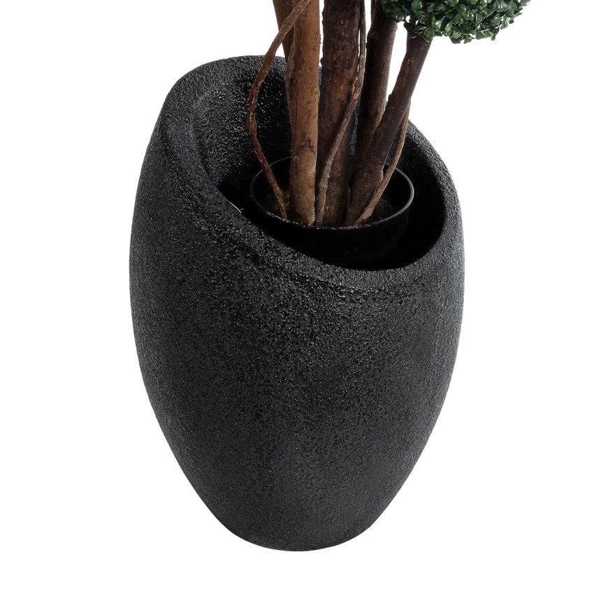 Τεχνητός Κήπος MESTRE  Επιδαπέδιο Πολυεστερικό Τσιμεντένιο Κασπώ Γλάστρα -  Μαύρο Φ40 x Υ60cm