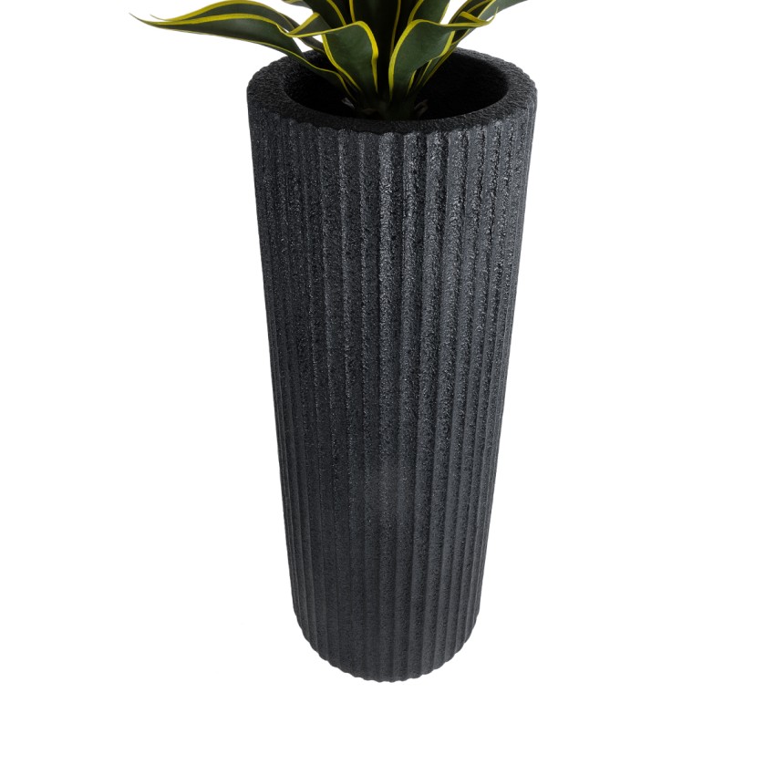 Τεχνητός Κήπος MATERA  Επιδαπέδιο Πολυεστερικό Τσιμεντένιο Κασπώ Γλάστρα -  Μαύρο Φ42 x Υ120cm