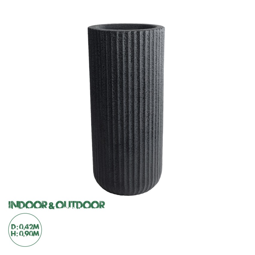 Τεχνητός Κήπος MATERA  Επιδαπέδιο Πολυεστερικό Τσιμεντένιο Κασπώ Γλάστρα -  Μαύρο Φ42 x Υ90cm