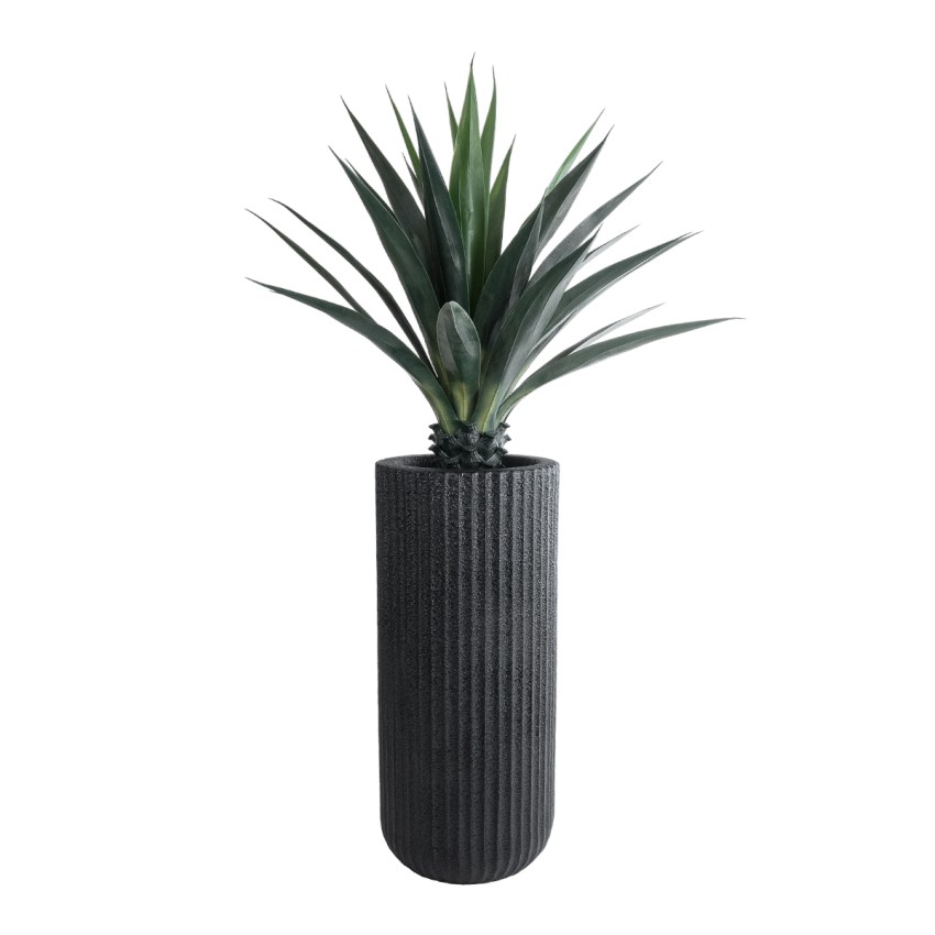 Τεχνητός Κήπος MATERA  Επιδαπέδιο Πολυεστερικό Τσιμεντένιο Κασπώ Γλάστρα -  Μαύρο Φ42 x Υ90cm