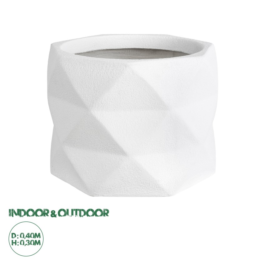 Τεχνητός Κήπος VARENNA  Επιδαπέδιο Πολυεστερικό Τσιμεντένιο Κασπώ Γλάστρα -  Λευκό Φ40 x Υ30cm