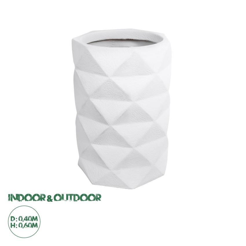 Τεχνητός Κήπος VARENNA  Επιδαπέδιο Πολυεστερικό Τσιμεντένιο Κασπώ Γλάστρα -  Λευκό Φ40 x Υ60cm