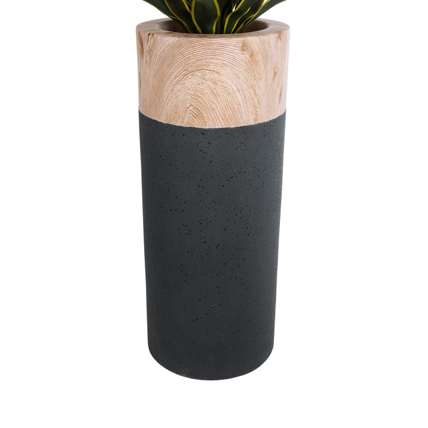 Τεχνητός Κήπος BELLANO  Επιδαπέδιο Πολυεστερικό Τσιμεντένιο Κασπώ Γλάστρα -  Μαύρο με Καφέ Φ36 x Υ90cm