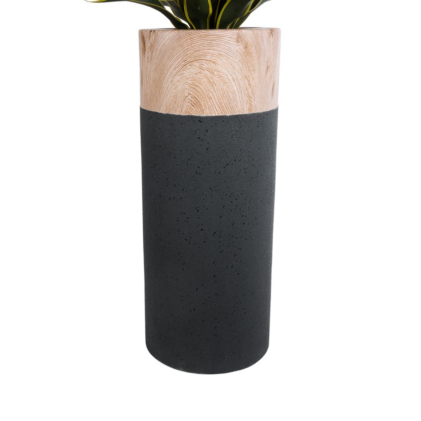 Τεχνητός Κήπος BELLANO  Επιδαπέδιο Πολυεστερικό Τσιμεντένιο Κασπώ Γλάστρα -  Μαύρο με Καφέ Φ36 x Υ90cm