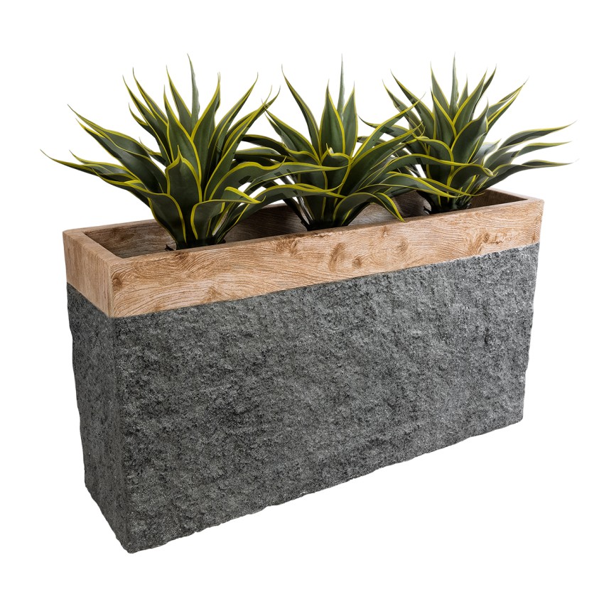 Τεχνητός Κήπος TOSCANE  Επιδαπέδιο Πολυεστερικό Τσιμεντένιο Κασπώ Γλάστρα -  Γκρι με Καφέ Μ110 x Π30 x Υ61cm