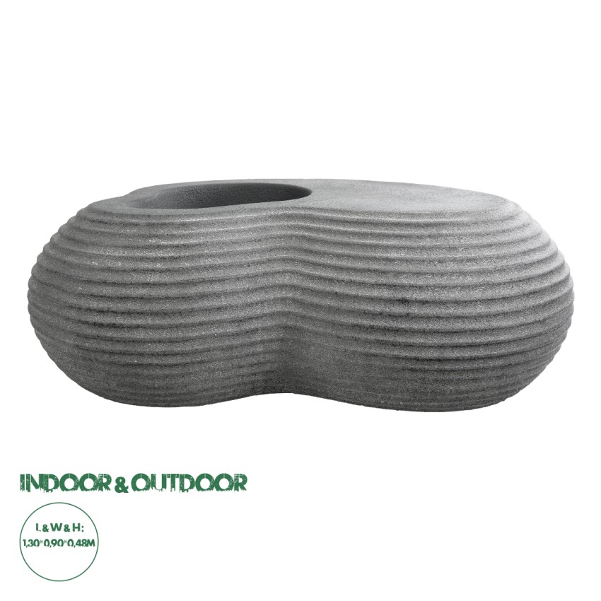Τεχνητός Κήπος FLORENCE  Επιδαπέδιο Πολυεστερικό Τσιμεντένιο Κασπώ Γλάστρα -  Γκρι Μ130 x Π90 x Υ48cm