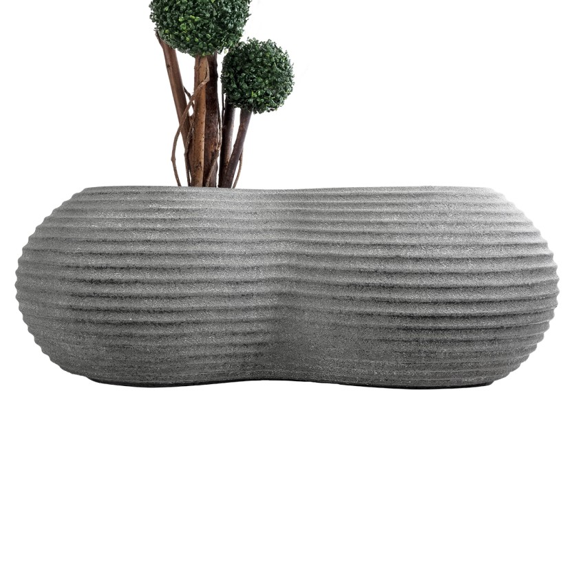 Τεχνητός Κήπος FLORENCE  Επιδαπέδιο Πολυεστερικό Τσιμεντένιο Κασπώ Γλάστρα -  Γκρι Μ130 x Π90 x Υ48cm