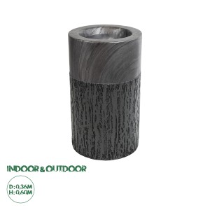 Τεχνητός Κήπος PISA  Επιδαπέδιο Πολυεστερικό Τσιμεντένιο Κασπώ Γλάστρα -  Γκρι Ανθρακί Φ36 x Υ60cm