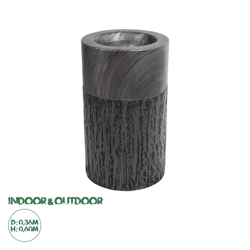 Τεχνητός Κήπος PISA  Επιδαπέδιο Πολυεστερικό Τσιμεντένιο Κασπώ Γλάστρα -  Γκρι Ανθρακί Φ36 x Υ60cm