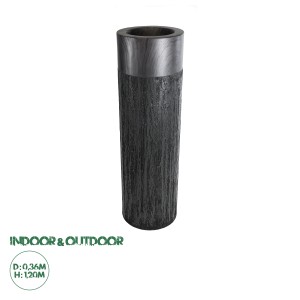 Τεχνητός Κήπος PISA  Επιδαπέδιο Πολυεστερικό Τσιμεντένιο Κασπώ Γλάστρα -  Γκρι Ανθρακί Φ36 x Υ120cm