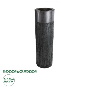 Τεχνητός Κήπος PISA  Επιδαπέδιο Πολυεστερικό Τσιμεντένιο Κασπώ Γλάστρα -  Γκρι Ανθρακί Φ36 x Υ120cm