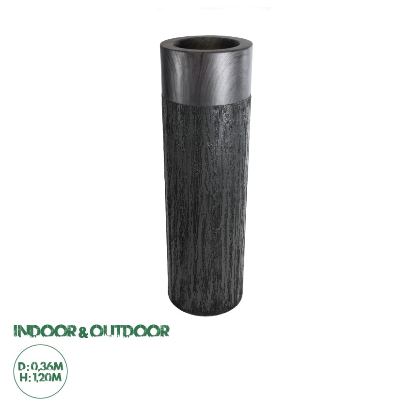 Τεχνητός Κήπος PISA  Επιδαπέδιο Πολυεστερικό Τσιμεντένιο Κασπώ Γλάστρα -  Γκρι Ανθρακί Φ36 x Υ120cm